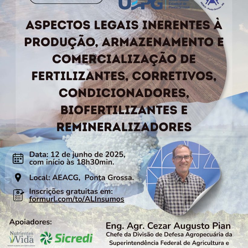 Professor Adriel Ferreira da Fonseca será moderador de workshop sobre aspectos legais na produção de fertilizantes